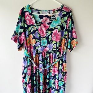 DVF Diane Von Furstenberg The Color Authority Vintage 90s Floral Maxi Dress L